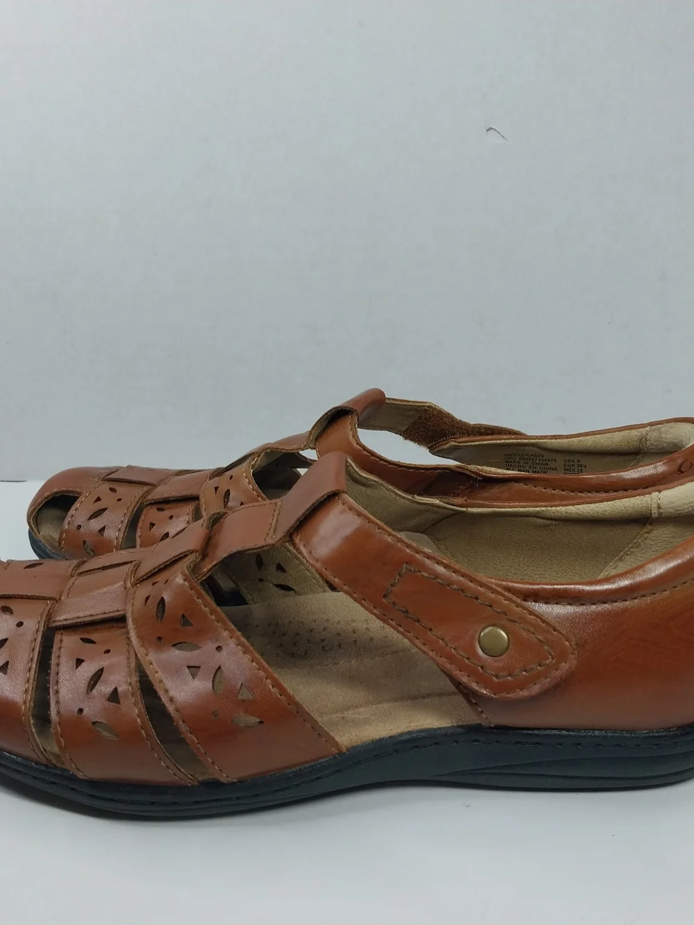 Earth Spirit Sandal Womens 8 Brown Fisherman Closed Toe Slip On Casual Leather - Picture 4 of 12